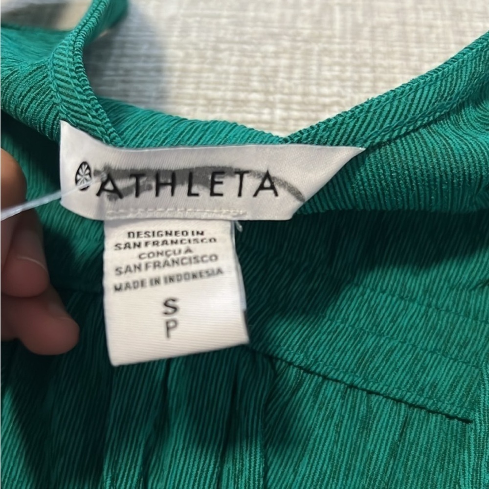 Athleta Emerald Green Echo Midi Dress Size Small Ruched Waist Maxi Tank - Picture 6 of 6